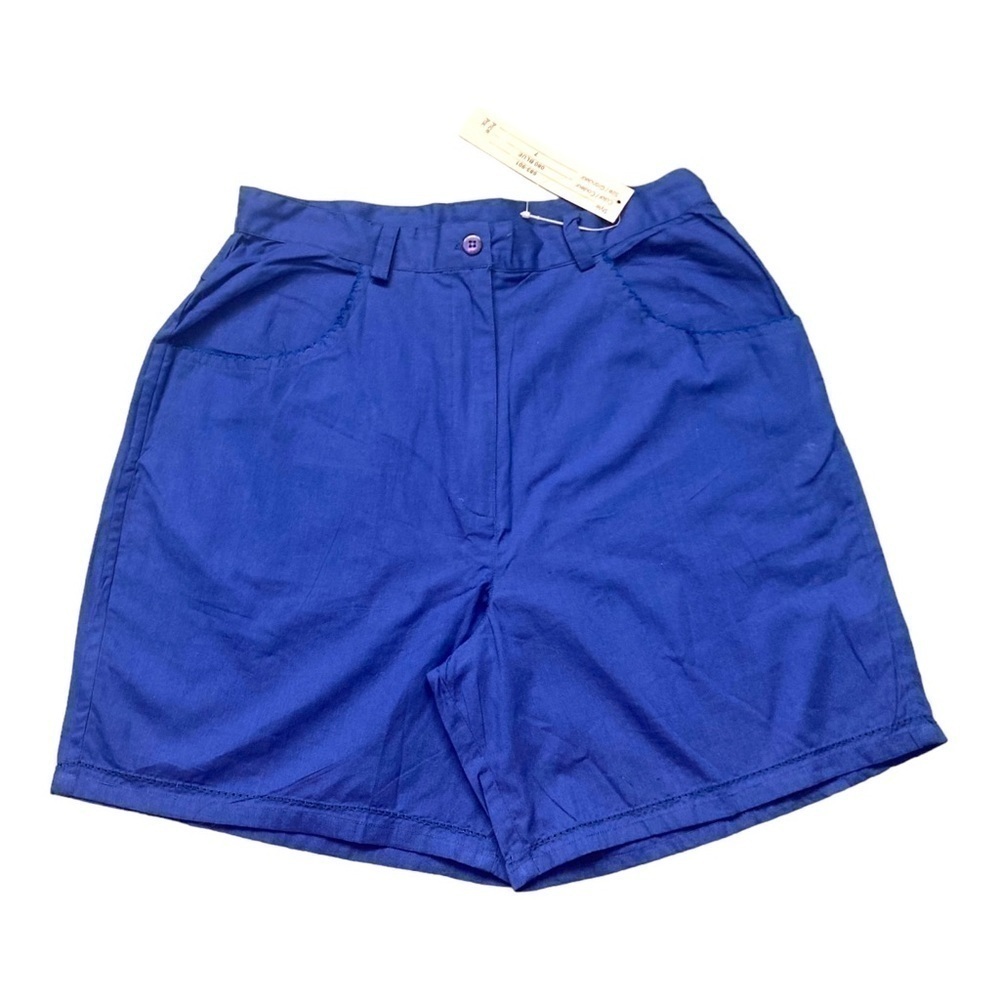NWT vintage deadstock royal blue 100% cotton eyelet detail high rise shorts